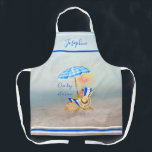 Tablier Aquarelle Humour de plage tropical<br><div class="desc">Une fille PEUT rêver — avec cette belle aquarelle tropicale scène — plage; président; parapluie — soleil brillant — casquette et sac — et personnalisez votre nom ou en cadeau.  Pour toute question de conception,  envoyez un courriel à charmdesignstudio@rcn.com et nous serons heureux de vous aider.</div>