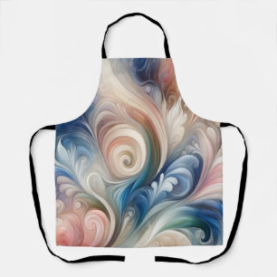 Tablier Aquarelle Imaginaire Floral Pastel Bleu & Crème