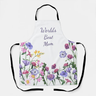 Tablier Aquarelle Jardin Fleurs Meilleure maman au monde