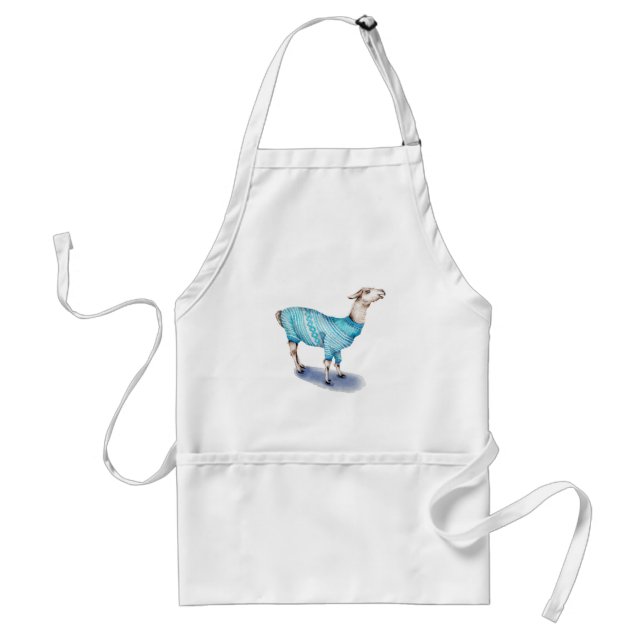 Tablier Aquarelle Llama en bleu Sweat (Devant)