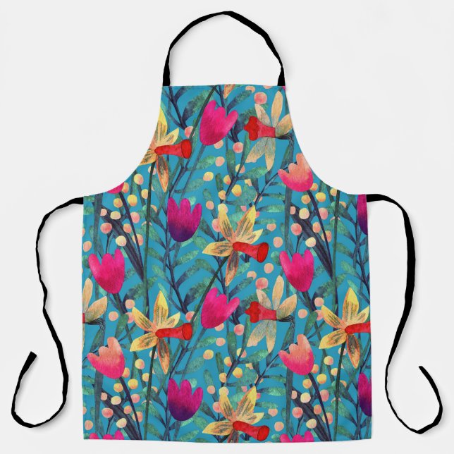 Tablier Aquarelle Lumineuse : Design Floral Sans Maille. (Recto)
