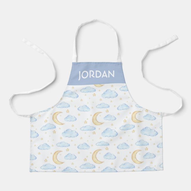 Tablier Aquarelle Lune étoiles et nuages Motif (Recto)