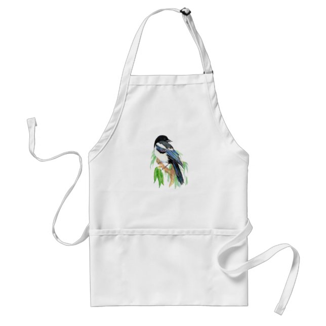 Tablier Aquarelle Magpie Jardin Oiseaux Fans d'oiseaux (Devant)