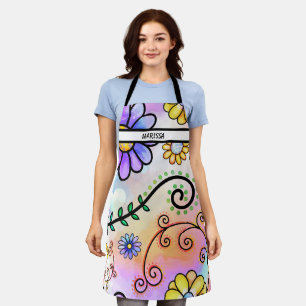 Tablier Aquarelle mignonne moderne Nom floral
