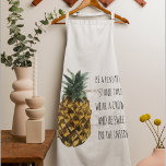 Tablier Aquarelle moderne ananas et citation amusante posi<br><div class="desc">Aquarelle moderne ananas et citation amusante positive</div>