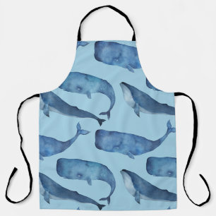 Tablier Aquarelle : motif bleu transparent.