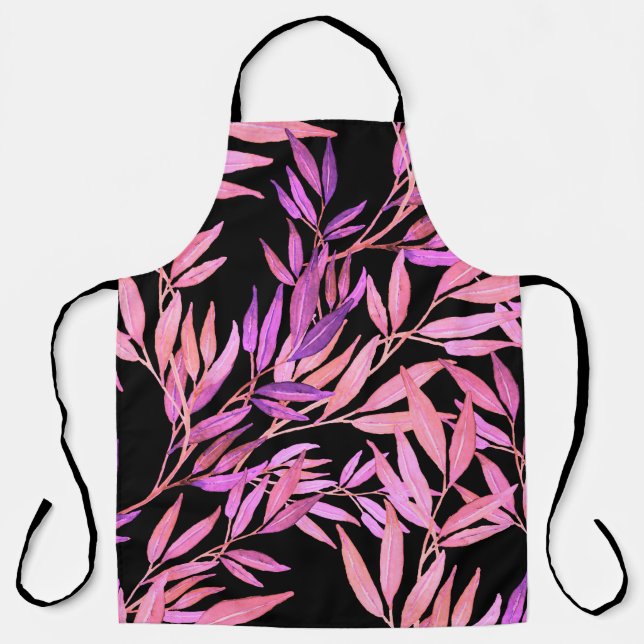 Tablier Aquarelle motif sans couture avec feuilles. Bright (Recto)