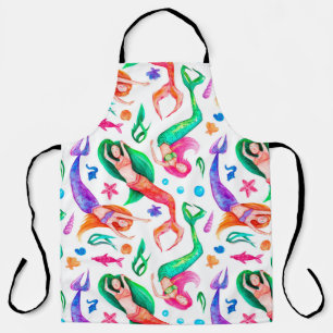 Tablier Aquarelle motif sans soudure avec sirènes, coquill