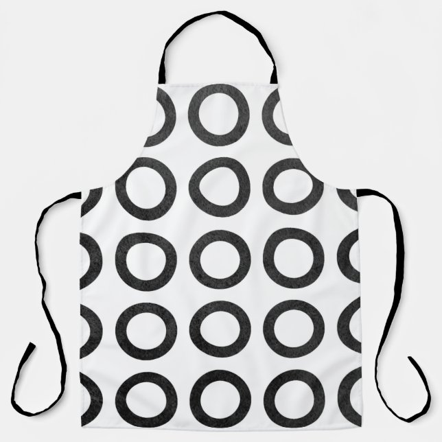 Tablier Aquarelle noir cercles sur arrière - plan blanc. B (Recto)