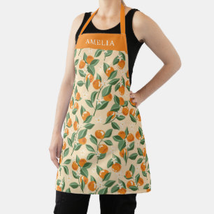 Tablier Aquarelle Orange Citron Nom Personnalisé