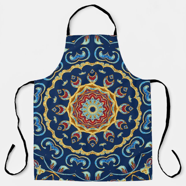 Tablier Aquarelle orientale moquette Mandala florale (Recto)