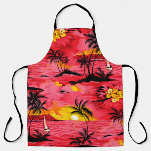 Tablier Aquarelle palmier silhouette et motif de plage