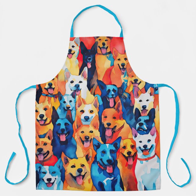 Tablier Aquarelle Peint Chien Collage (Recto)