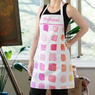 Tablier Aquarelle personnalisée Artiste Pink Apron