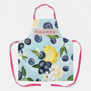 Tablier Aquarelle personnalisée au citron et aux myrtilles