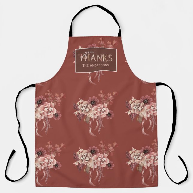 Tablier Aquarelle personnalisée Floral Thanksgiving (Recto)