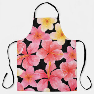 Tablier Aquarelle Plumeria Hibiscus Fleurs Motif