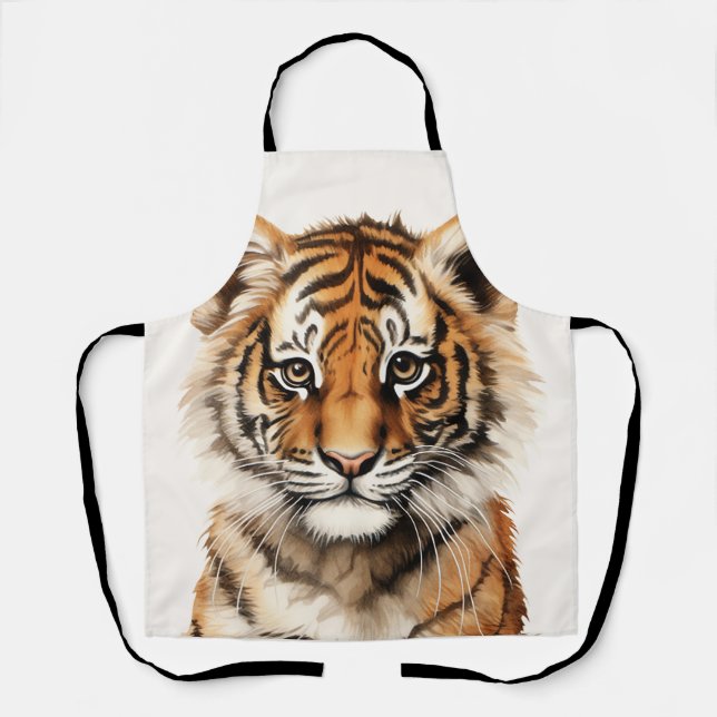 Tablier Aquarelle Portrait d'un petit tigre (Recto)