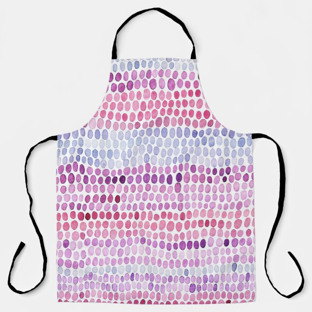 Tablier Aquarelle rayée : Polka gris rose (Recto)