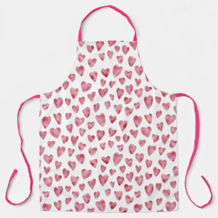 Tablier Aquarelle rose Motif de coeur d'amour
