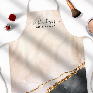 Tablier Aquarelle rose Noir Marque Or