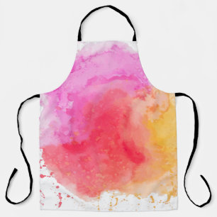Tablier Aquarelle rose orange rouge nuageux
