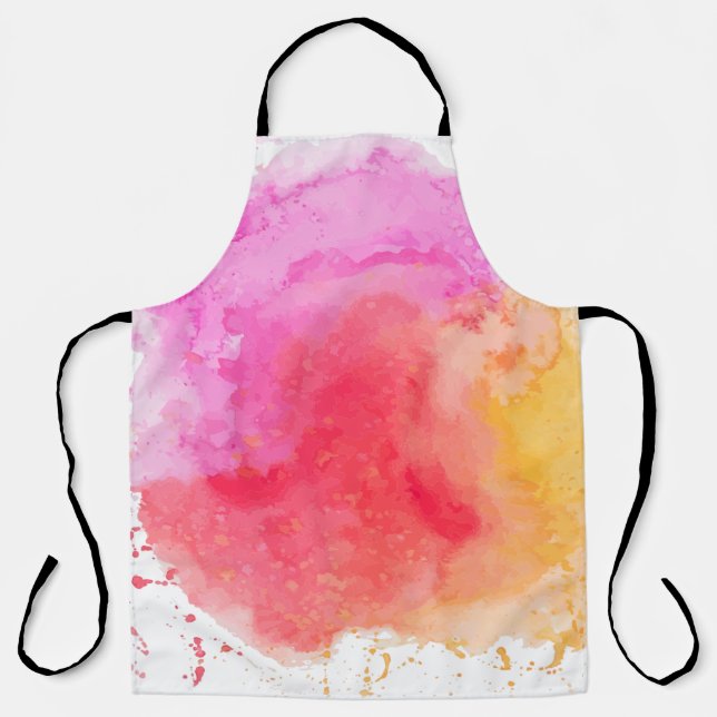 Tablier Aquarelle rose orange rouge nuageux (Recto)