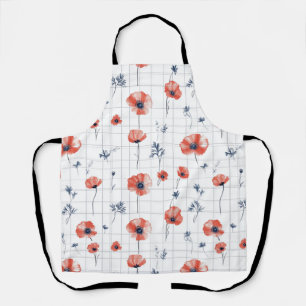 Tablier Aquarelle rouge Motif sur blanc