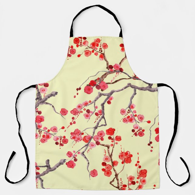 Tablier Aquarelle Sakura Blossom Motif sans couture (Recto)