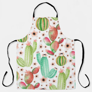 Tablier Aquarelle succulents, cactus sans couture motif.