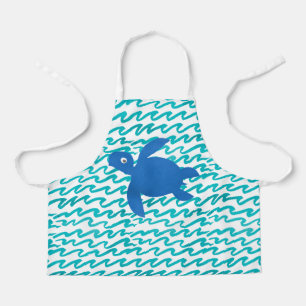 Tablier Aquarelle Tortue marine Shibori Wave