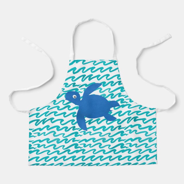 Tablier Aquarelle Tortue marine Shibori Wave (Recto)
