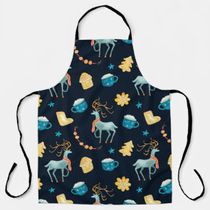 Tablier Aquarelle transparente motif avec cerfs de noël g