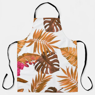 Tablier Aquarelle transparente motif avec feuilles tropica