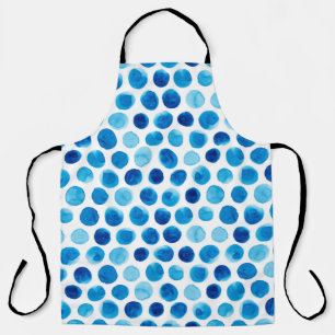 Tablier Aquarelle transparente motif avec pois bleus