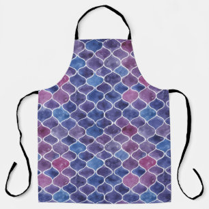 Tablier Aquarelle transparente Violet motif floral