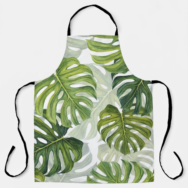 Tablier Aquarelle tropicale de Monstera verte (Recto)