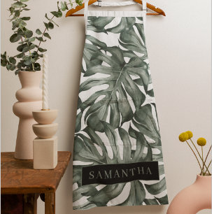 Tablier Aquarelle tropicale Oasis moderne Feuille Motif