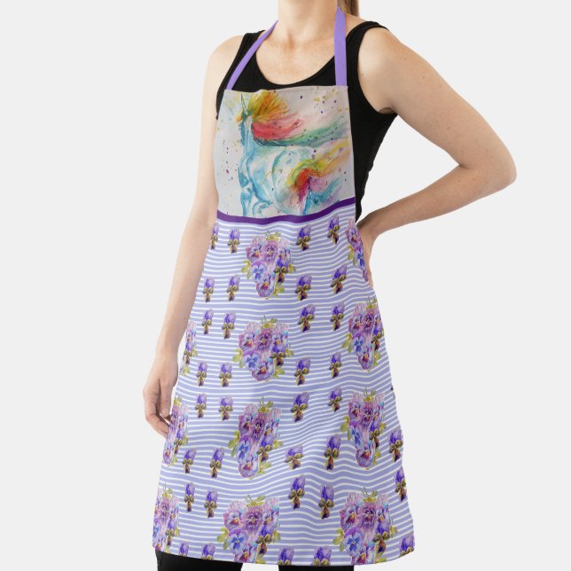 Tablier Aquarelle Unicorne Peinture Purple Womans Apron (Insitu)