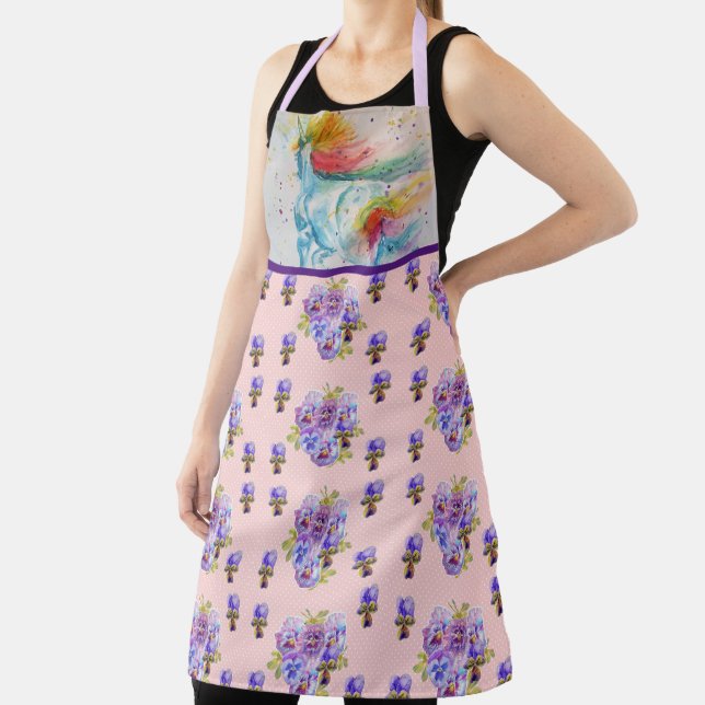 Tablier Aquarelle Unicorne Peinture Purple Womans Apron (Insitu)