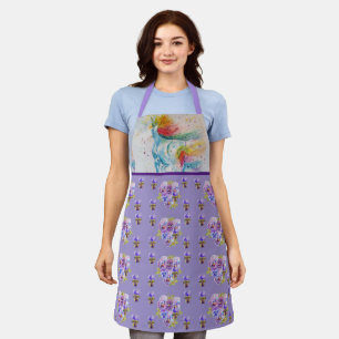 Tablier Aquarelle Unicorne Peinture Purple Womans Apron