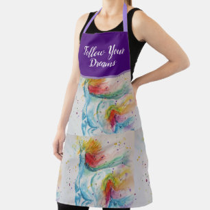 Tablier Aquarelle Unicorne Peinture Purple Womans Apron