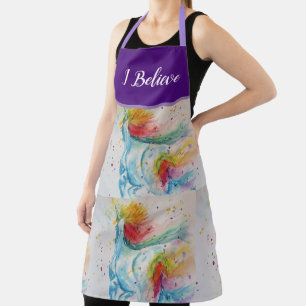 Tablier Aquarelle Unicorne Peinture Purple Womans Apron