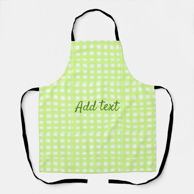 Tablier Aquarelle vert plaid ginham personnalisé ajouter t (Recto)