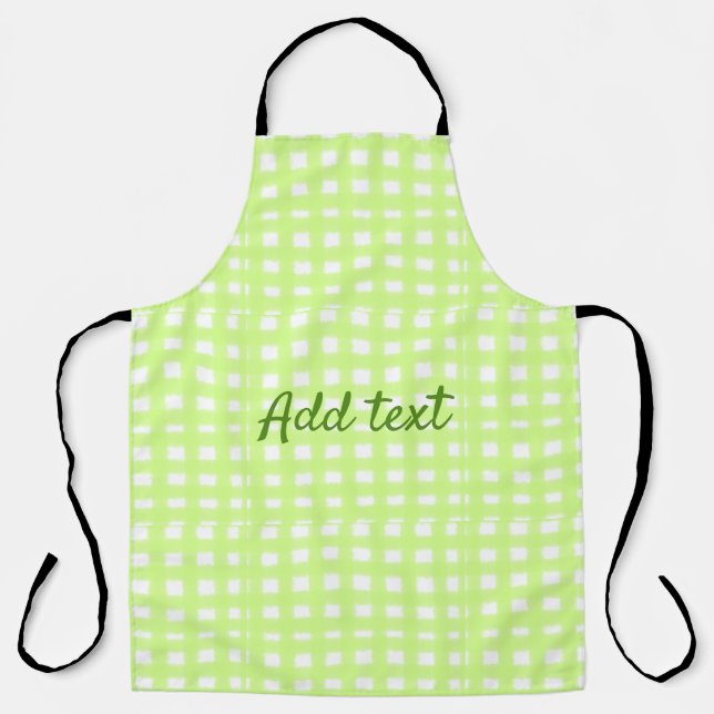 Tablier Aquarelle vert plaid ginham personnalisé ajouter t (Recto)