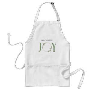 Tablier Aquarelle verte minimaliste Wreath Joie Noël