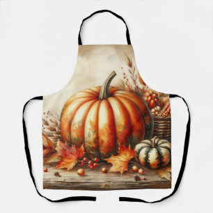 Tablier Aquarelle vintage des citrouilles et des feuilles 