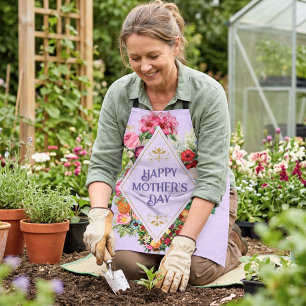 Tablier Aquarelle vintage Fleur fleurie Jardin Violet