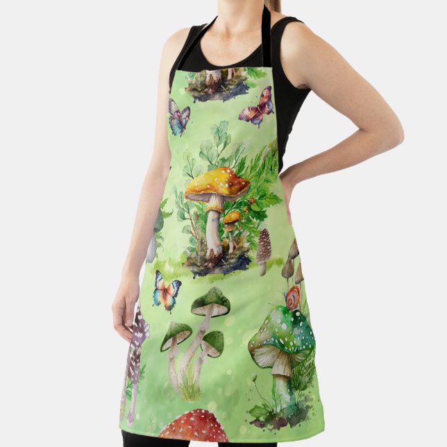 Tablier Aquarelle Whimsical Mushroom Garden (Insitu)