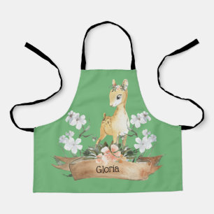 Tablier Aquarelle Woodland Baby Fawn Nom personnalisé